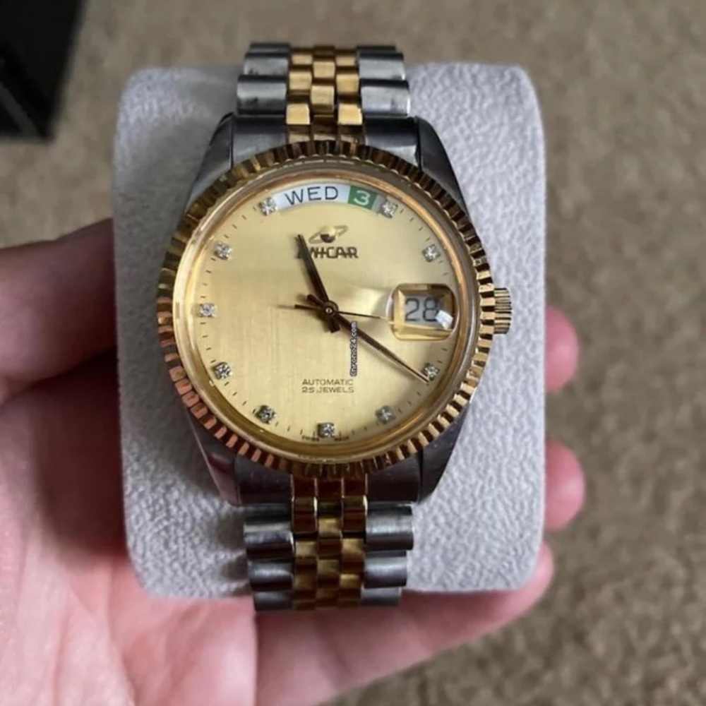 Enicar President Two Toned Gold Stainless Steel Jubilee Day Date 38mm Watch